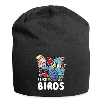 I Like Birds Bird Gift - Jersey Beanie - black - Front