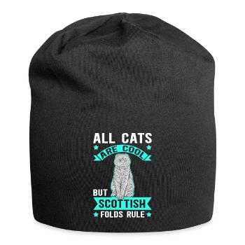 Scottish Folding Ear Cat Cats Gift - Jersey Beanie - black - Front