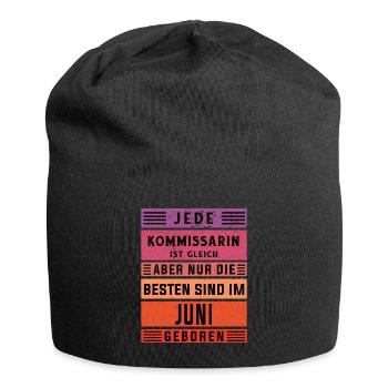 Polizist Geburtstag Juni geboren Kommissarin - Jersey-Beanie - Schwarz - Vorne