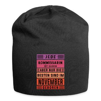 Polizist Geburtstag November geboren Kommissarin - Jersey-Beanie - Schwarz - Vorne