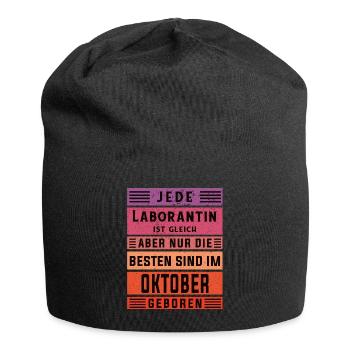 Chemiker Geburtstag Oktober geboren Laborantin - Jersey-Beanie - Schwarz - Vorne