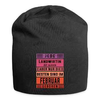 Bauern Geburtstag Februar geboren Landwirtin - Jersey-Beanie - Schwarz - Vorne