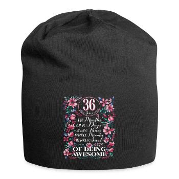36 Years, Months Floral Women 36th Birthday - Jersey Beanie - black - Front