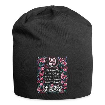 29 Years, Months Floral Women's 29th Birthday - Jersey Beanie - black - Front