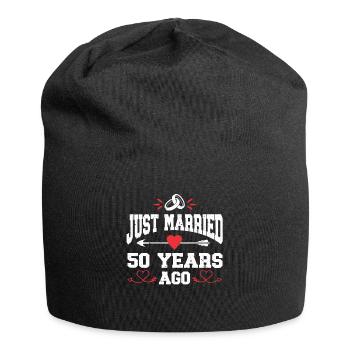 Just Married 50 Years Ago 50th Wedding Anniversary - Jersey Beanie - black - Front