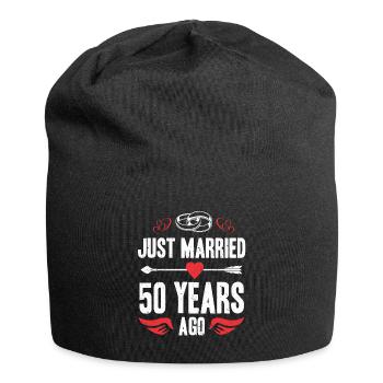 Just Married 50 Years Ago 50th Wedding Anniversary - Jersey Beanie - black - Front