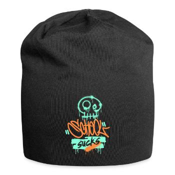 Schule, Schulfrust, lustiger Spruch Graffiti-Stil - Jersey-Beanie - Schwarz - Vorne