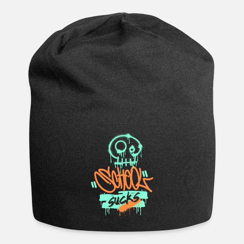 Schule, Schulfrust, lustiger Spruch Graffiti-Stil - Jersey-Beanie - Schwarz