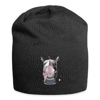 Nashorn Polygon Kunst Tier Geometrie - Jersey-Beanie - Schwarz - Vorne