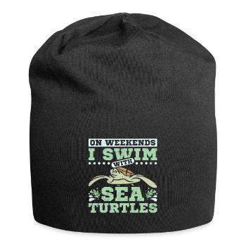 I swim with sea turtles - Jersey Beanie - black - Front