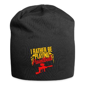 I Rather Be Playing Paintball Cool Retro Baller - Jersey Beanie - black - Front