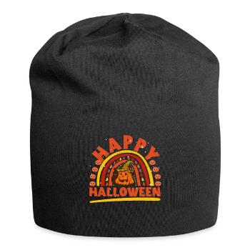 Halloween Rainbow Happy Hallowen avec citrouille - Bonnet en jersey - noir - Devant