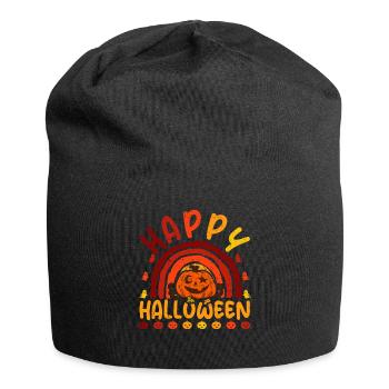 Halloween Rainbow Happy Hallowen avec citrouille - Bonnet en jersey - noir - Devant