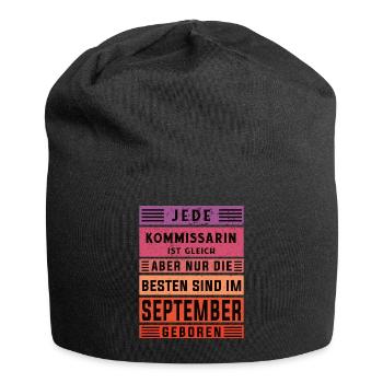 Polizist Geburtstag September geboren Kommissarin - Jersey-Beanie - Schwarz - Vorne
