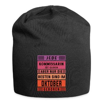 Polizist Geburtstag Oktober geboren Kommissarin - Jersey-Beanie - Schwarz - Vorne