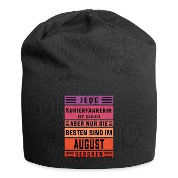 Apotheken Geburtstag August geboren Kurierfahrerin - Jersey-Beanie - Schwarz - Vorne