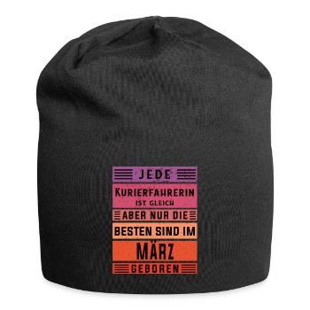 Apotheken Geburtstag März geboren Kurierfahrerin - Jersey-Beanie - Schwarz - Vorne