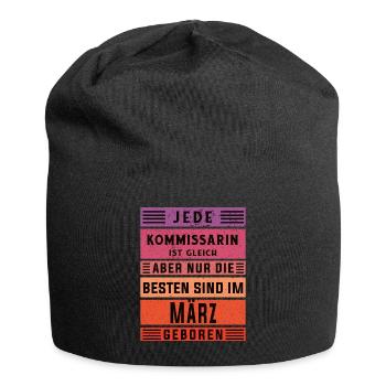 Polizist Geburtstag März geboren Kommissarin - Jersey-Beanie - Schwarz - Vorne