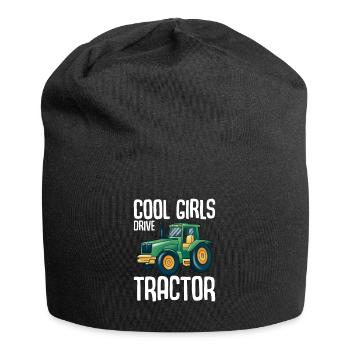 Cool girls drive tractor farmer - Jersey Beanie - black - Front