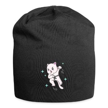 Kawaii Cat Ninja Kitten Fighter Karate - Jersey Beanie - black - Front