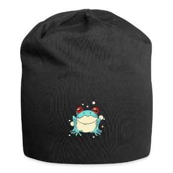 Trippy Frog Cottagecore Aesthetics Funny Amphibian - Jersey Beanie - black - Front