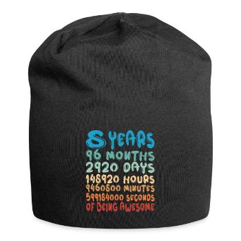 8 Years Months Days Being Awesome 8. Geburtstag - Jersey-Beanie - Schwarz - Vorne