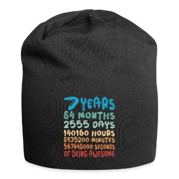 7 Years Months Days Being Awesome 7. Geburtstag - Jersey-Beanie - Schwarz - Vorne