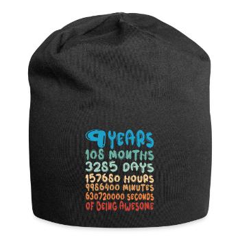 9 Years Months Days Being Awesome 9. Geburtstag - Jersey-Beanie - Schwarz - Vorne