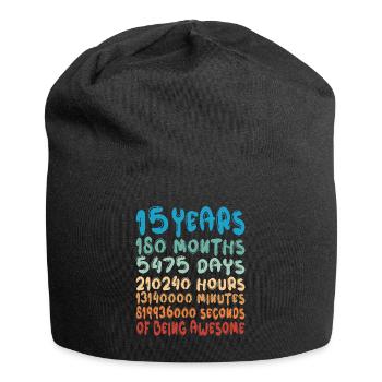 15 Years Months Days Being Awesome 15. Geburtstag - Jersey-Beanie - Schwarz - Vorne