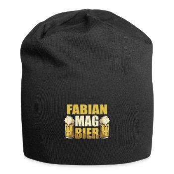 Fabian mag Bier Name Geburtstag - Jersey-Beanie - Schwarz - Vorne
