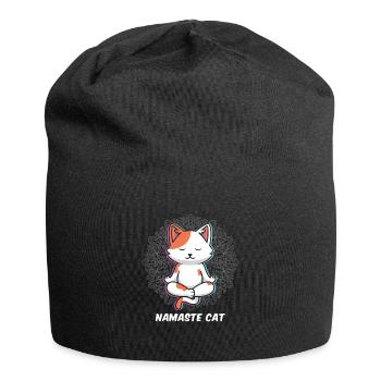 Namaste Katzen Yoga - Jersey-Beanie - Schwarz - Vorne