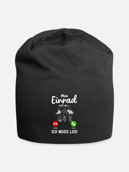 Einrad Ruft an Einradfahrer Smartphone - Jersey-Beanie - Schwarz