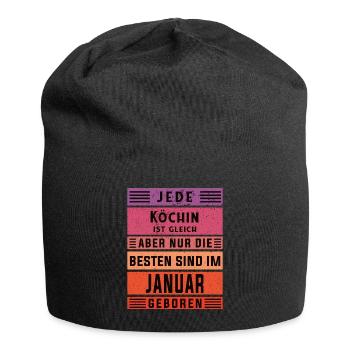 Koch Geburtstag Januar geboren Hobby Köchin - Jersey-Beanie - Schwarz - Vorne