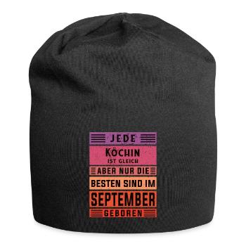 Koch Geburtstag September geboren Hobby Köchin - Jersey-Beanie - Schwarz - Vorne