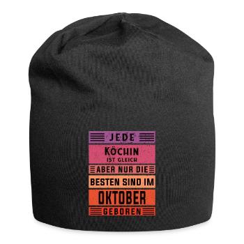 Koch Geburtstag Oktober geboren Hobby Köchin - Jersey-Beanie - Schwarz - Vorne