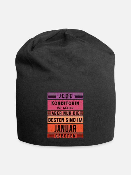 Bäcker Geburtstag Januar geboren Konditorin - Jersey-Beanie - Schwarz