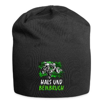 Motocross Tshirt Für Herren Damen Enduro Supermoto - Jersey-Beanie - Schwarz - Vorne