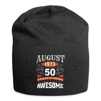 Vintage August 1973 50 Year Old Birth Awesome - Jersey Beanie - black - Front