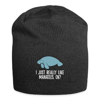 J’aime vraiment les lamantins ok? Drôle de lamantin - Bonnet en jersey - charbon - Devant