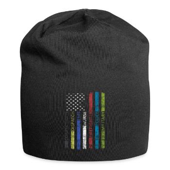 Amerikanische Flagge - Patriotisch - Jersey-Beanie - Schwarz - Vorne