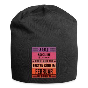 Koch Geburtstag Februar geboren Hobby Köchin - Jersey-Beanie - Schwarz - Vorne