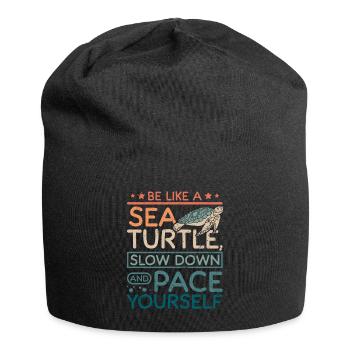 Sea turtle slow down and pace yourself - Jersey Beanie - black - Front