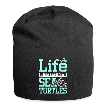 La vie est meilleure avec les tortues de mer - Bonnet en jersey - noir - Devant