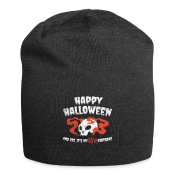 Scary Horror Age 65 Year Old Birth Born Halloween - Jersey Beanie - charcoal grey - Front