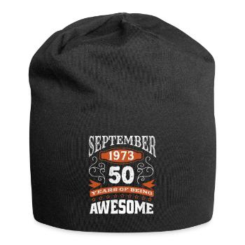 Vintage September 1973 50 Year Old Birth Awesome - Jersey Beanie - black - Front