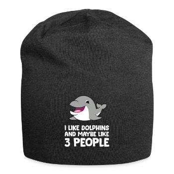I Like Dolphins And Maybe Like 3 People Dolphins - Jersey Beanie - charcoal grey - Front