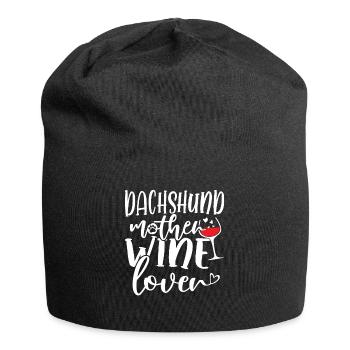 Amateur de vin DACHSHUND Mère - Bonnet en jersey - noir - Devant