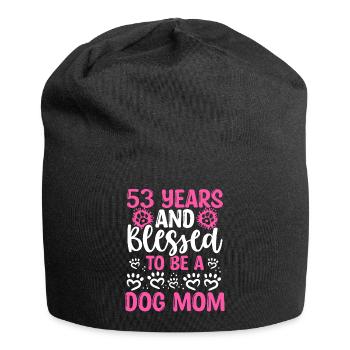53 Birthday Blessed Dog Mom 53 Year Old Dog Mother - Jersey Beanie - black - Front