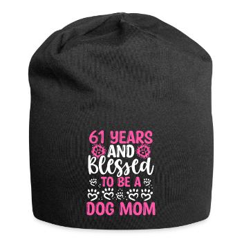 61 Birthday Blessed Dog Mom 61 Year Old Dog Mother - Jersey-Beanie - Schwarz - Vorne