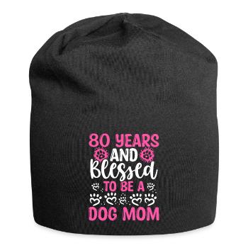 80 Birthday Blessed Dog Mom 80 Year Old Dog Mother - Jersey-Beanie - Schwarz - Vorne